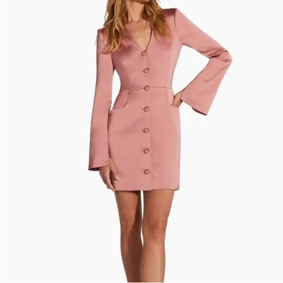 Favorite Daughter Dresses & Skirts - Favorite Daughter Audrey Satin Long-Sleeve Minidress